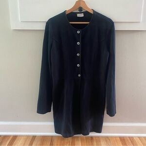 Hanna Andersson Womens Size Medium Tunic Jacket Top Black Half Button Up